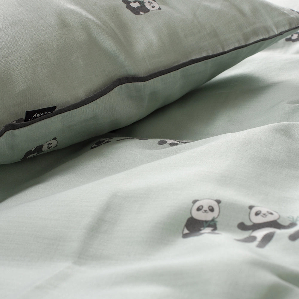 PANDA MINT- Sengetøj Økologisk Bomuld - Baby 70x100