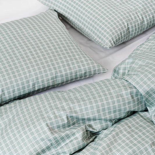 SNOOZE Økologisk Sengetøj ternet grøn 140x200