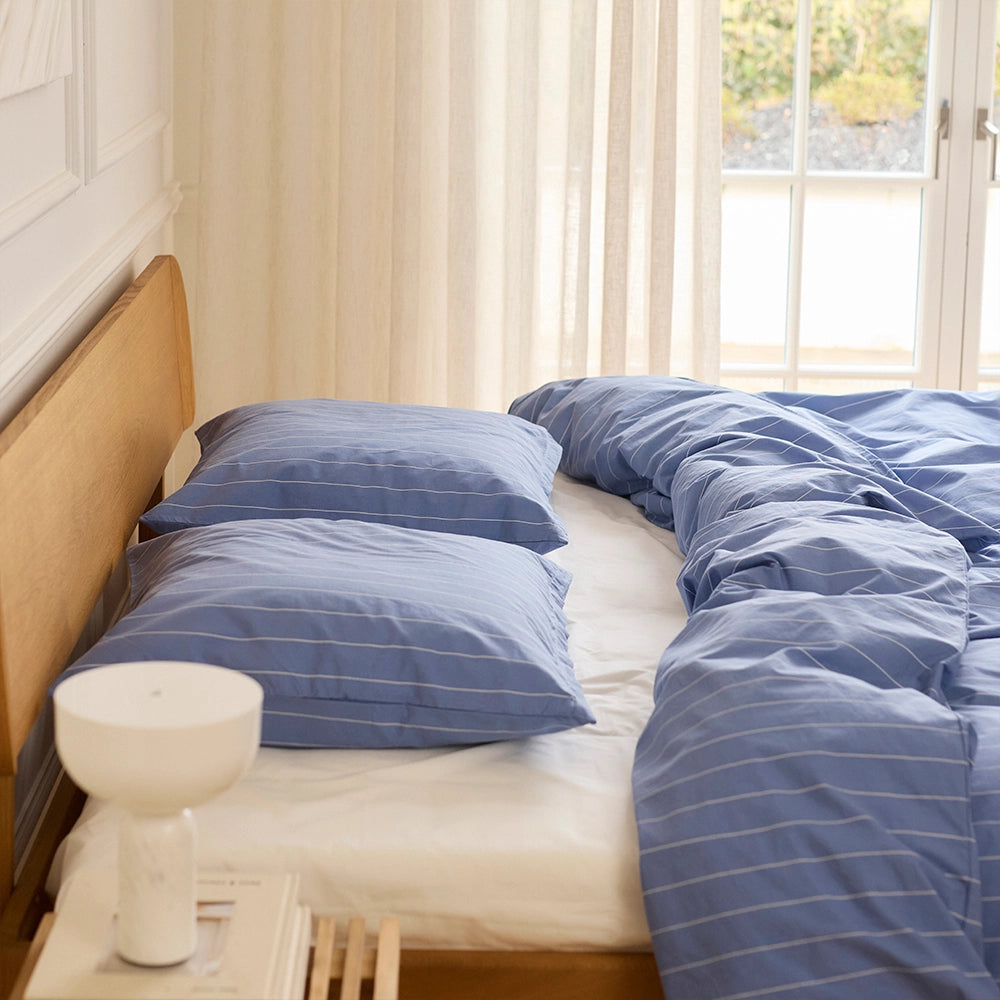 BRISTOL Økologisk Sengetøj 140x200 Blå stribe