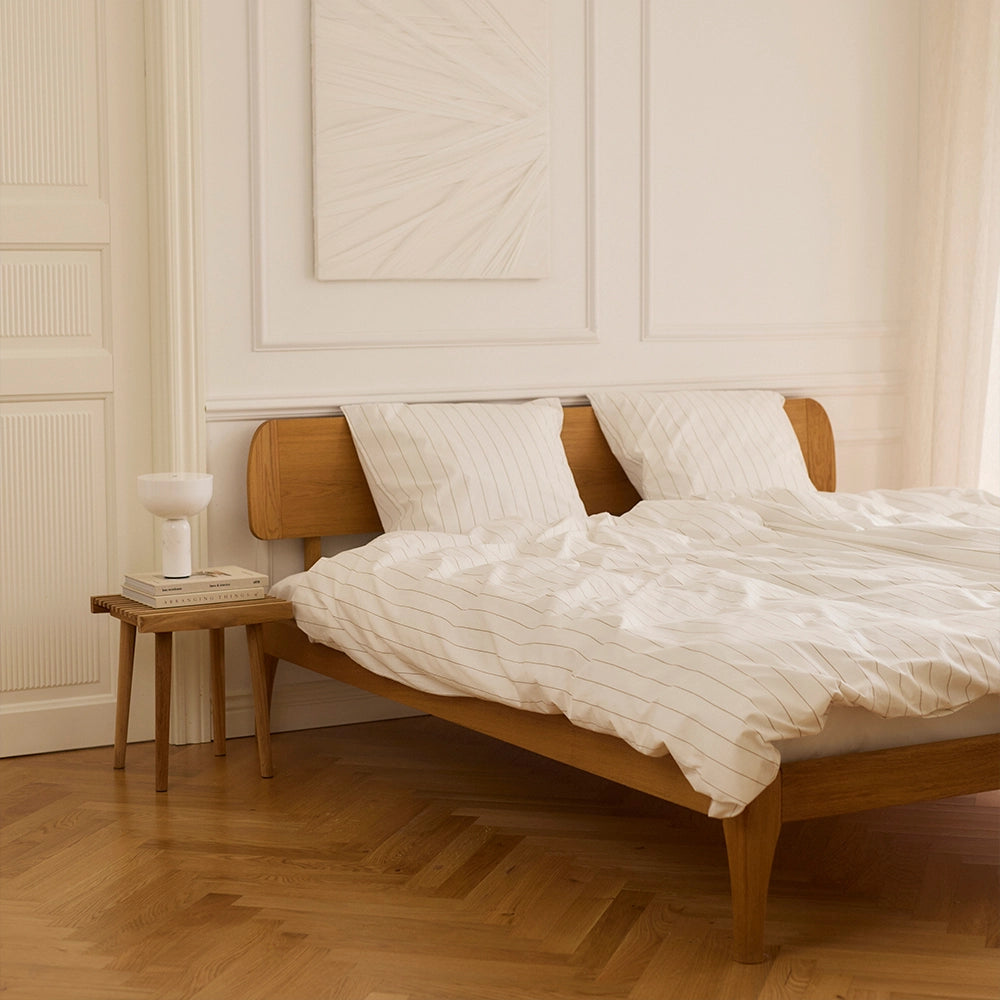 BRISTOL Økologisk Sengetøj 140x200 Hvid stribe