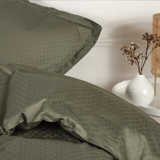 OPAL - Jacquard sengetøj 140x220 oliven