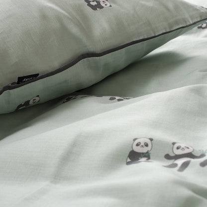 PANDA MINT- Sengetøj Økologisk Bomuld - Baby 70x100