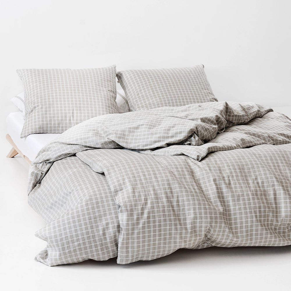 SNOOZE Økologisk Sengetøj ternet sand 140x200