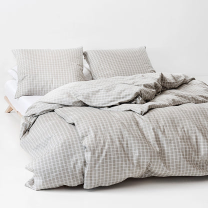 SNOOZE Økologisk Sengetøj ternet sand 140x200