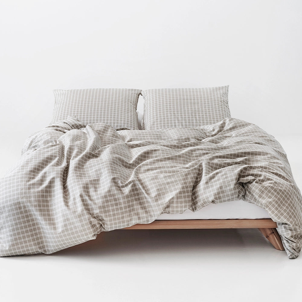 SNOOZE Økologisk Sengetøj ternet sand 140x200