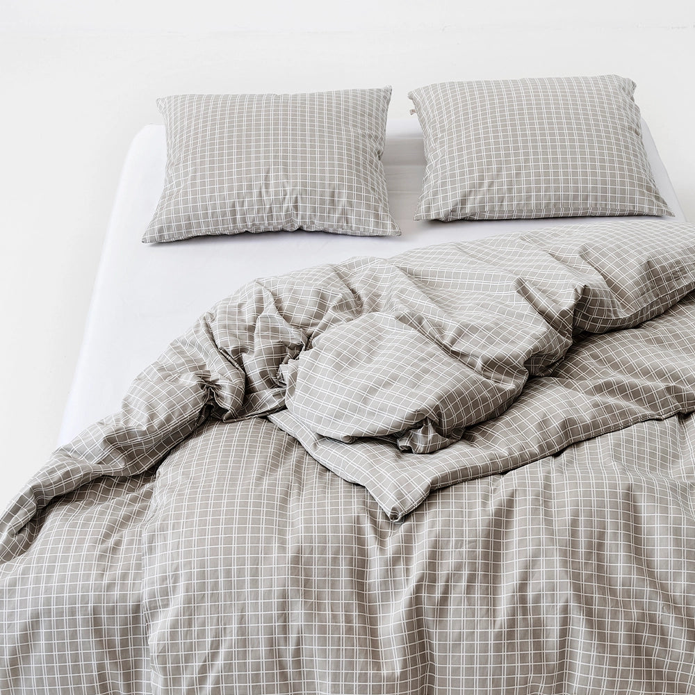 SNOOZE Økologisk Sengetøj ternet sand 140x200