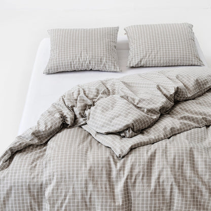 SNOOZE Økologisk Sengetøj ternet sand 140x200