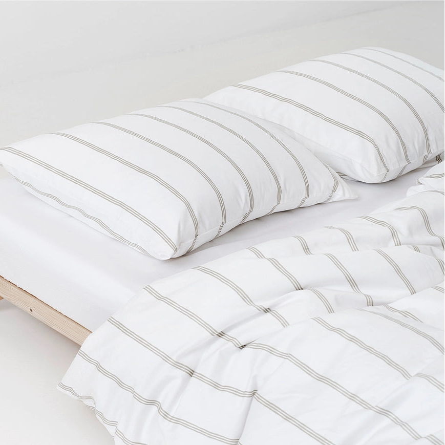 FLOW - Økologisk Sengetøj 140x200 Hvid Beige