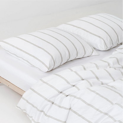 FLOW - Økologisk Sengetøj 140x200 Hvid Beige