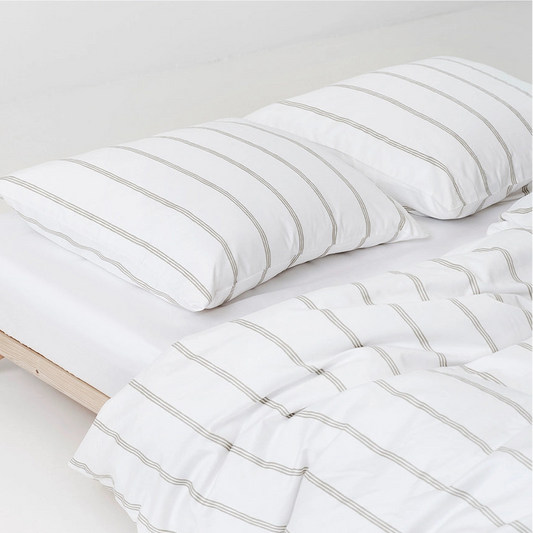 FLOW - Økologisk Sengetøj 140x200 Hvid Beige