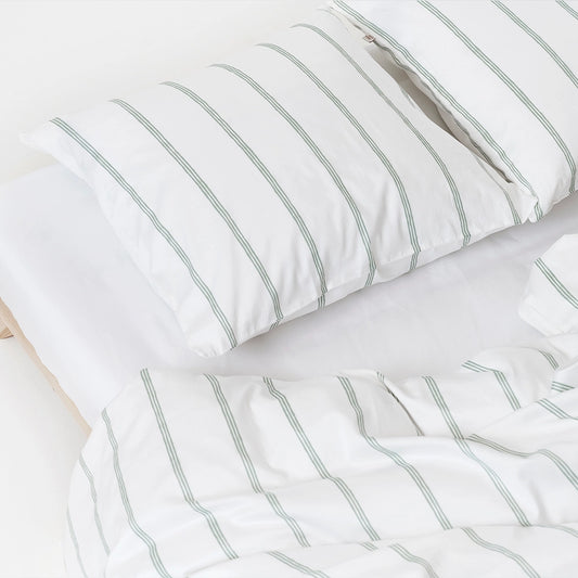 FLOW - Økologisk Sengetøj 140x220 Hvid Grøn