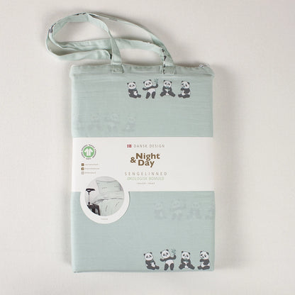 PANDA MINT- Sengetøj Økologisk Bomuld - Baby 70x100