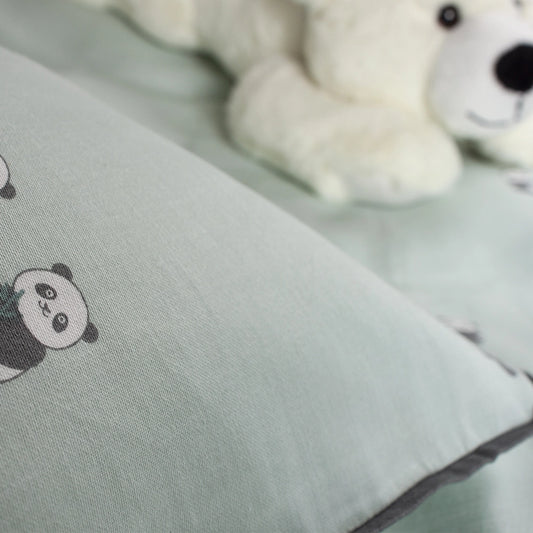 PANDA MINT- Sengetøj Økologisk Bomuld - Baby 70x100