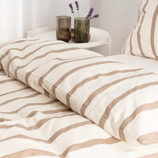 KELLY - Stribet sengetøj økologisk bomuld 140X220