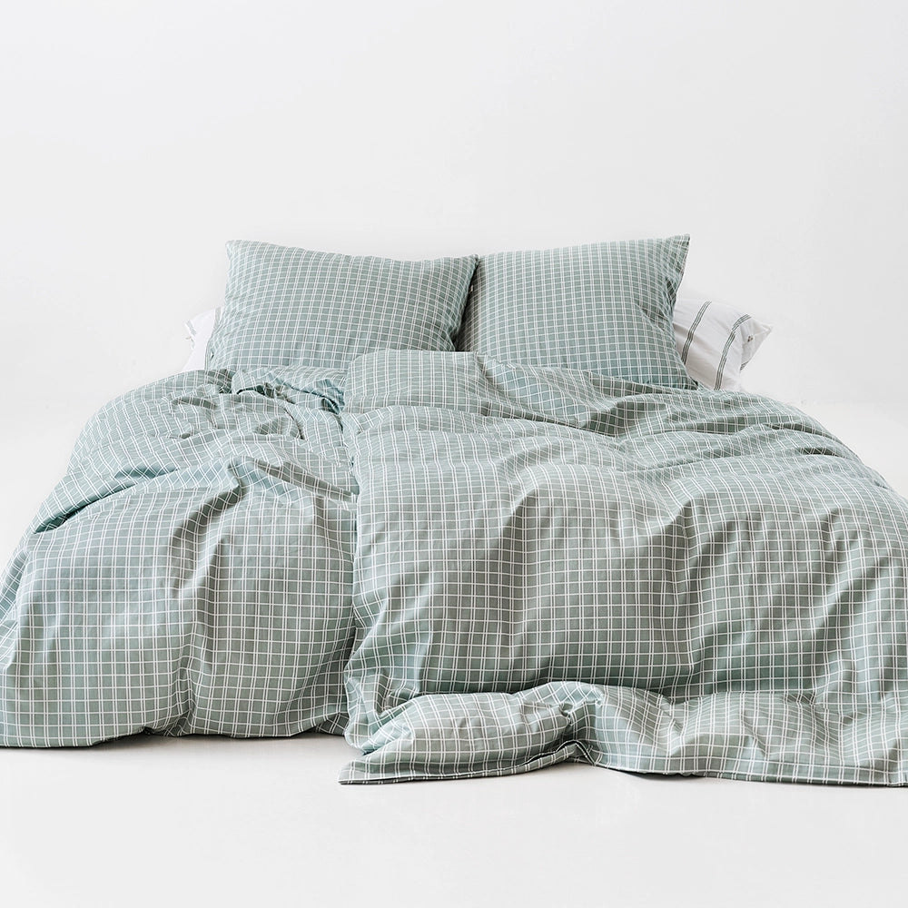SNOOZE Økologisk Sengetøj ternet grøn 140x200