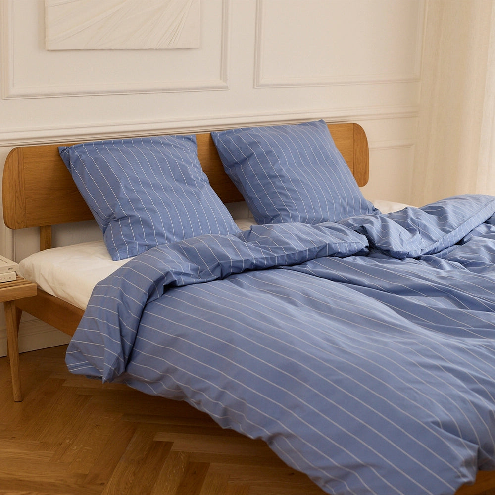BRISTOL Økologisk Sengetøj 140x200 Blå stribe